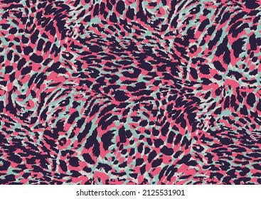 Abstract animal skin leopard seamless pattern design. Jaguar, leopard, cheetah, panther fur. Bold colors seamless camouflage background.