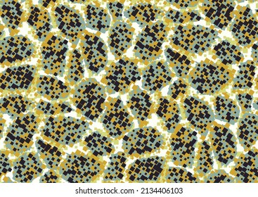Abstract animal skin leopard seamless pattern design. Jaguar, leopard, cheetah, panther fur. Bold multicolor seamless camouflage background.