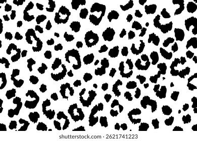 Abstract animal skin leopard seamless pattern design. Jaguar, leopard, cheetah, panther fur. Black and white seamless camouflage background.