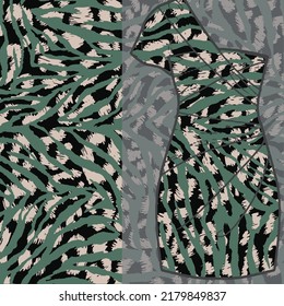 Abstract animal skin pattern texture, Fashionable print on women's top mockup. Wallpapers, print. Liberty style. Trendy design