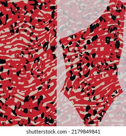 Abstract animal skin pattern texture, Fashionable print on women's top mockup. Wallpapers, print. Liberty style. Trendy design
