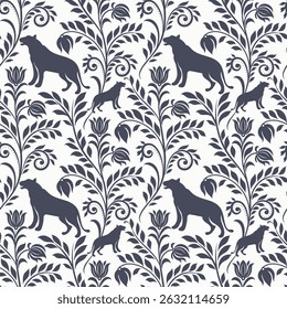 padrão de pele animal abstrato e folhas tropicais. Animal leopardo, padrão tropical sem costura. Papel de parede da selva.