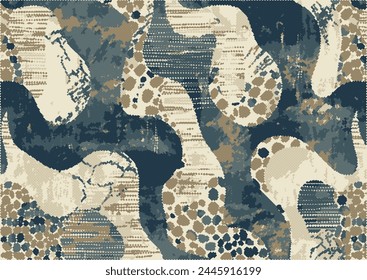 Abstractas estampado de piel de animal shabby geométrico elegante diseño de patrones de lujo para alfombras, alfombras de acento, ropa de cama, decoración del hogar, azulejos de baño. Ilustración vectorial de arte contemporáneo.