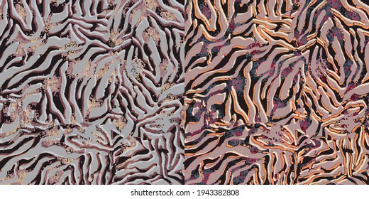 Abstract animal skin tiger seamless pattern design. Tiger, zebra fur.