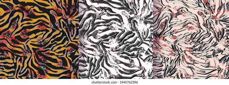 Abstract animal skin tiger seamless pattern design.