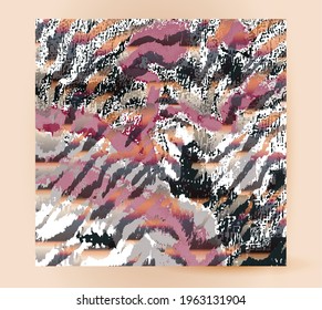 Abstract animal skin tiger seamless pattern design. Tiger, zebra fur.