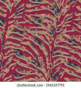 Abstract animal skin tiger seamless pattern design. Tiger, zebra fur. Black and white seamless background for fabric, textile, design, cover, wrapping.