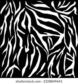 Abstract animal skin zebra seamless pattern design. Black and White seamless camouflage background.
