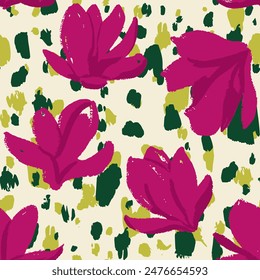 Abstract animal skinand fur print seamless pattern with nature hand drawn shapes, spots, dots and lines with textures. Vibrant jungle boho print. Modern exotic collage geometric vector illustration.