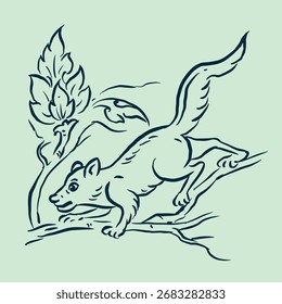 Abstract of animal in Thai art vector for illustration, card, decoration