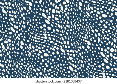 Abstract Animal Vector Dots Seamless Pattern Cheetah Cat Leopard Spots Repeated Allover Print Design Trendy Fashion Colors Decorative Background Navy Blue Tones