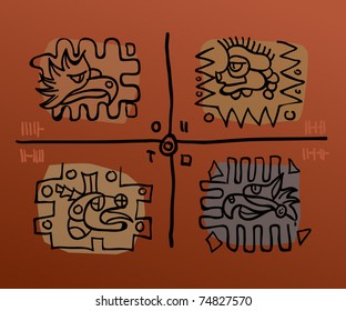 Abstract animals and birds symbols, vector illustration