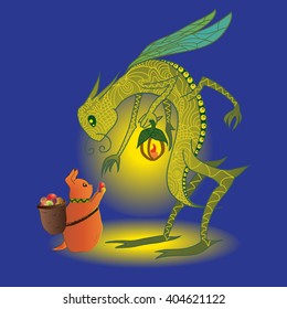 Abstract animals. Fantastic creatures. Vector illustration.