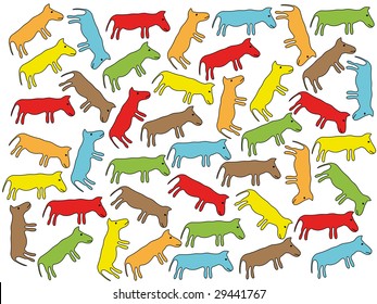 Abstract animals on white background - vector illustration.