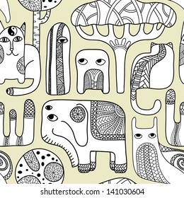 Abstract animals seamless pattern