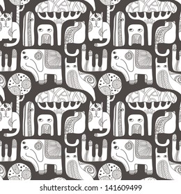 Abstract animals seamless pattern