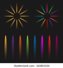 Abstract anniversary bursting colorful fireworks. Vector illustration.