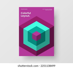 Abstract annual report A4 design vector illustration. Simple geometric tiles presentation template.