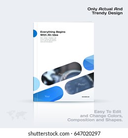 Abstract annual report, business vector template. Brochure design, cover modern layout, poster, flyer in A4 with colourful rounded rectangles for tech, science, finance with light background.
