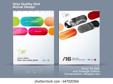 Abstract annual report, business vector template. Brochure design, cover modern layout, poster, flyer in A4 with red rounded rectangles for tech, science, finance with light background.