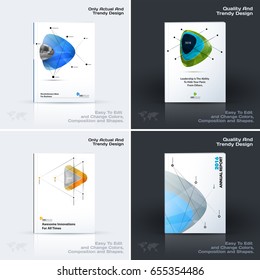 Abstract annual report, business vector template. Brochure design, cover modern layout, flyer in A4 with colourful soft triangular shapes for tech, science, finance with light background. 