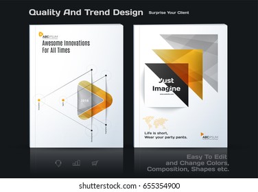 Abstract annual report, business vector template. Brochure design, cover modern layout, flyer in A4 with colourful soft triangular shapes for tech, science, finance with light background. 