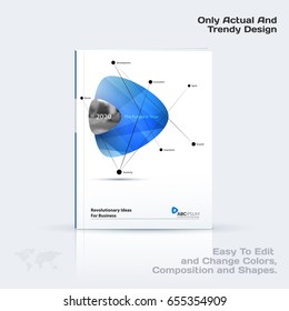 Abstract annual report, business vector template. Brochure design, cover modern layout, flyer in A4 with colourful soft triangular shapes for tech, science, finance with light background. 