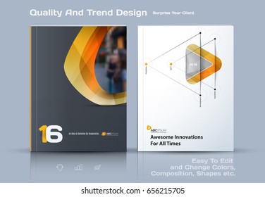 Abstract annual report, business vector template. Brochure design, cover modern layout, flyer in A4 with orange soft, pebble shapes for nature, ecology, finance with light background. 