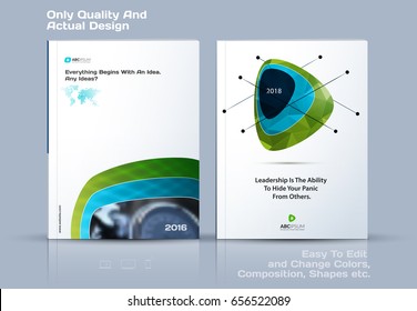 Abstract annual report, business vector template. Brochure design, cover modern layout, flyer in A4 with green soft, pebble shapes for nature, ecology, finance with light background. 