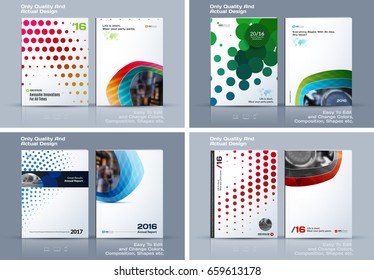 Abstract annual report, business vector template. Brochure design, cover modern layout, flyer in A4 with colourful rounds, circles, dots for holiday, festival, party with light background. 