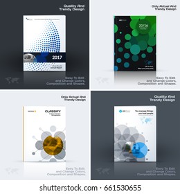Abstract annual report, business vector template. Brochure design, cover modern layout, flyer in A4 with colourful rounds, circles, dots for holiday, festival, party with light background. 
