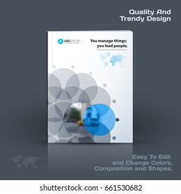 Abstract annual report, business vector template. Brochure design, cover modern layout, flyer in A4 with grey rounds, circles, dots for holiday, festival, party with light background. 