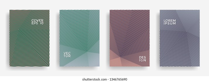 Abstract annual report design vector collection. Gradient halftone grid texture cover page layout templates set. Report covers graphic design, business brochure pages corporate templates.
