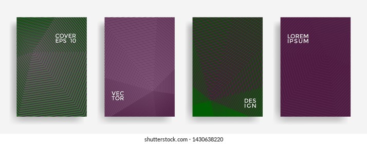 Abstract annual report design vector collection. Halftone grid texture cover page layout templates set. Report covers geometric design, business brochure pages corporate templates.