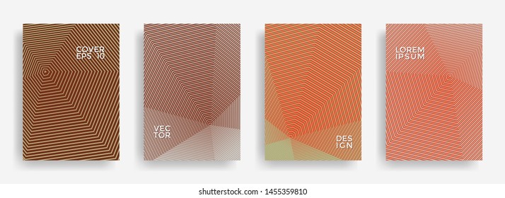 Abstract annual report design vector collection. Gradient halftone grid texture cover page layout templates set. Report covers geometric design, business booklet pages corporate banners.