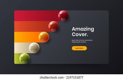 Abstract annual report design vector layout. Trendy 3D spheres website concept.