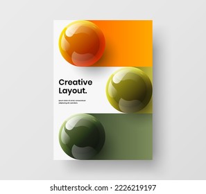 Abstract annual report design vector layout. Premium 3D balls banner template.