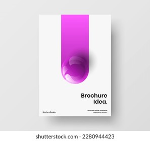 Abstract annual report design vector layout. Original realistic balls flyer concept.