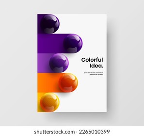 Abstract annual report vector design illustration. Fresh 3D spheres corporate identity concept.