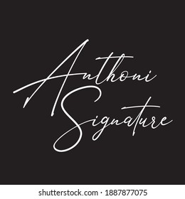 abstract anthoni signature style font logo design template