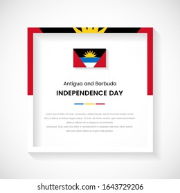 Abstract Antigua and Barbuda flag square frame stock illustration. Creative country frame with text for Independence day of Antigua and Barbuda.