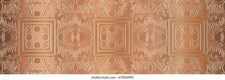 abstract antique oriental decor embossed tile friezes element border on the basis of symmetrical geometric shapes