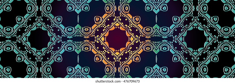 abstract antique oriental decor embossed tile friezes element border on the basis of symmetrical geometric shapes