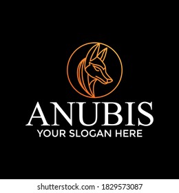 Abstract Anubis Icon Symbol .This icon is useful for all businesses who like ancient Egyptian symbol with Anubis concept drawn abstractly. luxurious coloring. 