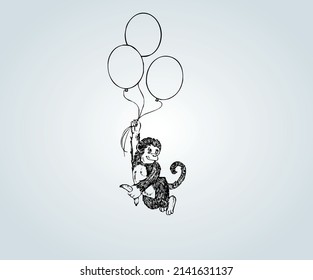 Abstract ape with shading techniques for illustration