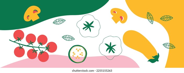 Abstract appetizing Vegetables collection. Hand-drawn modern illustrations with Vegetables. Creative illustration for poster, web, landing, page, cover, ad, greeting, card, promotion. Eps 10