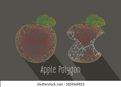 Abstract apple, cut and all. Transparent polygon design. Vector illustration