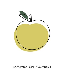 Abstract apple in doodle style. Trendy minimalist print. Set is suitable for illustrating healthy eating, recipes, printable, cards. 