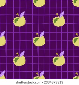 Resumen de las manzanas sin fisuras. Ornamento de frutas. Diseño para tela, impresión textil, superficie, envoltura, cubierta, tarjeta de saludo. Ilustración vectorial vintage
