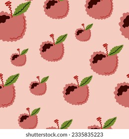Resumen de las manzanas sin fisuras. Ornamento de frutas. Diseño para tela, impresión textil, superficie, envoltura, cubierta, tarjeta de saludo. Ilustración vectorial vintage